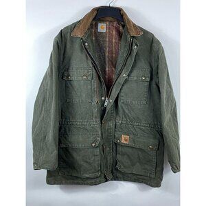 Vintage Carhartt Blanket Lined Canvas Work Barn Chore Jacket Green E562